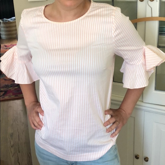 Calvin Klein striped ruffle sleeved blouse - Picture 4 of 5